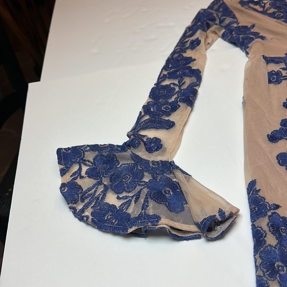 “For Love and Lemons” embroidered floral dress with mesh sheer sleeves - Picture 7 of 15